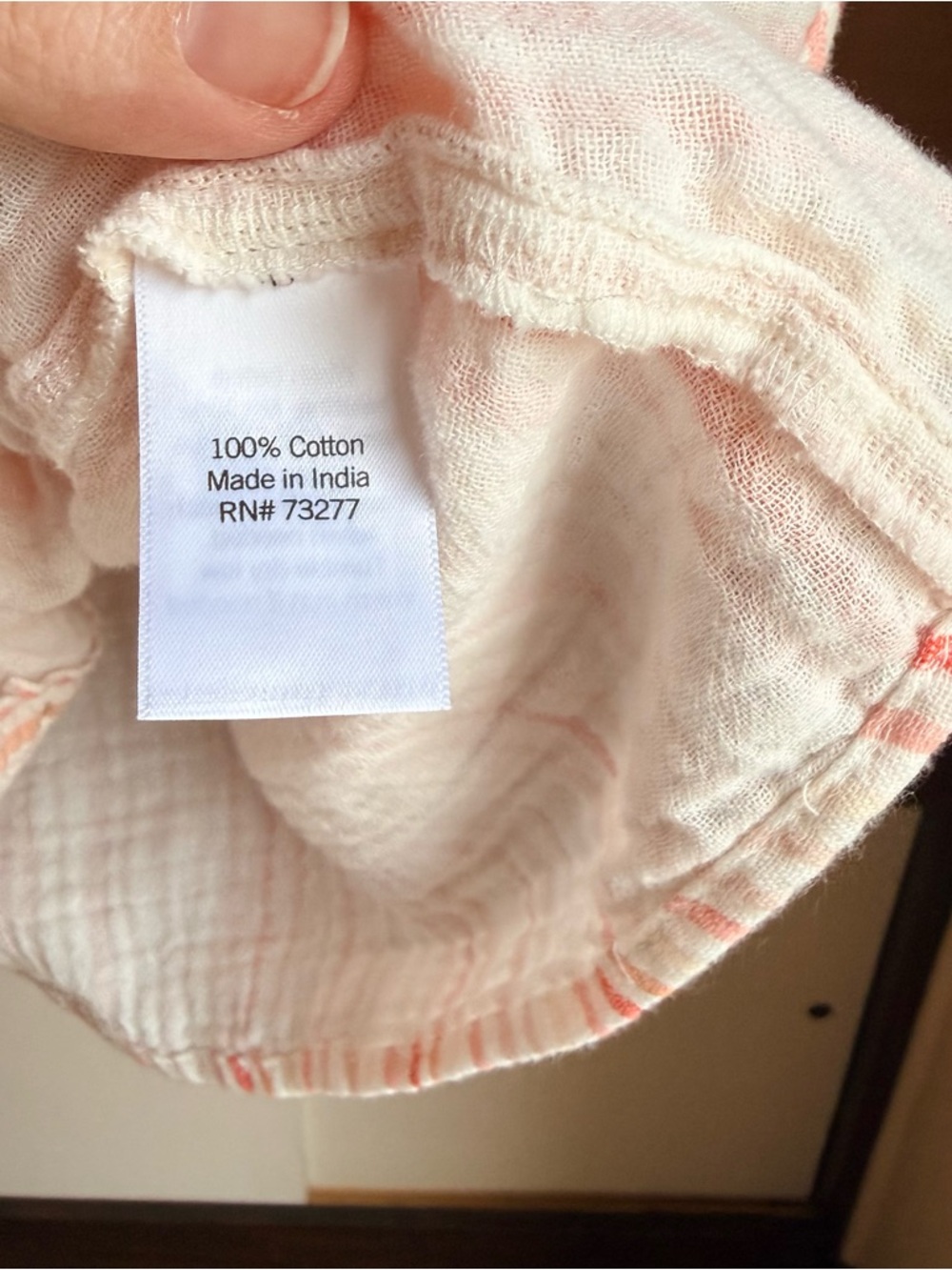 Super Soft Button-Front Striped Tank Top - Cream w Peach Pink Stripes Cotton L - Picture 3 of 6